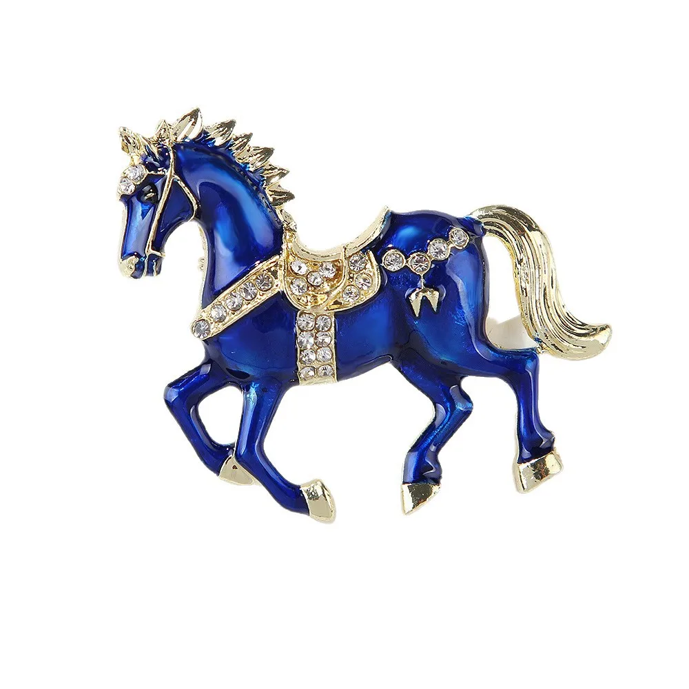 

Retro Metal Enamel Water Diamond Oil Horse Brooch, Unisex Exquisite Suit Overcoat, Party Festival Dress, Party Accessories