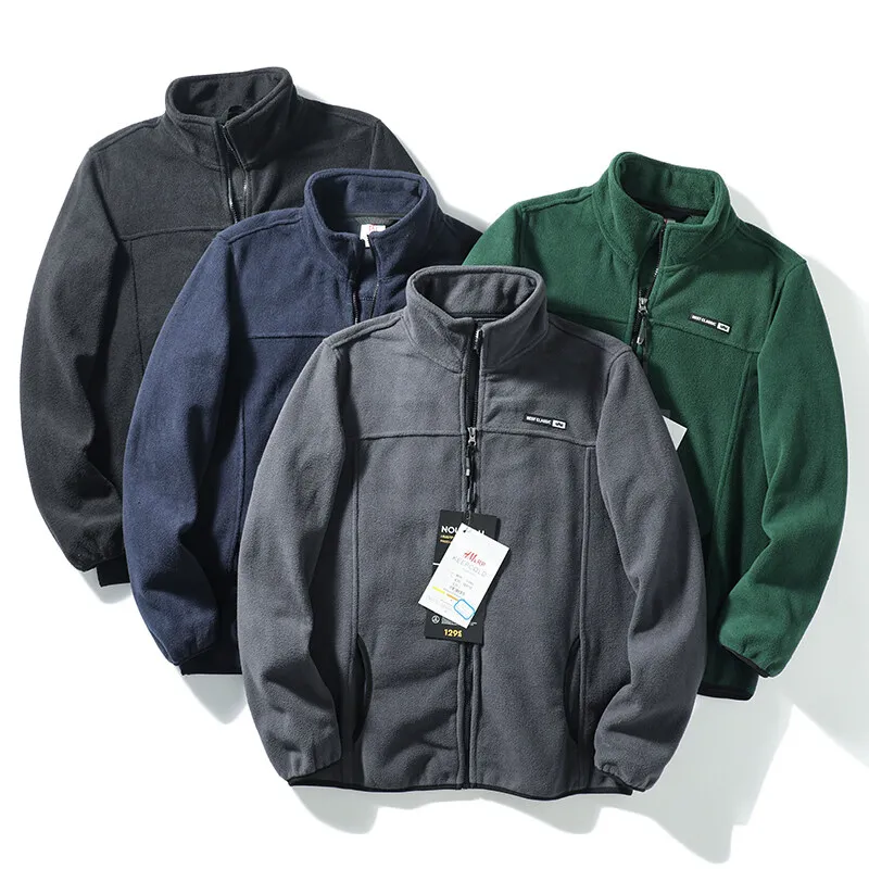 Moda para hombre al aire libre pesca almacenamiento de calor polar montañismo, viajes, deportes, Camping cuello alto, chaqueta polar informal