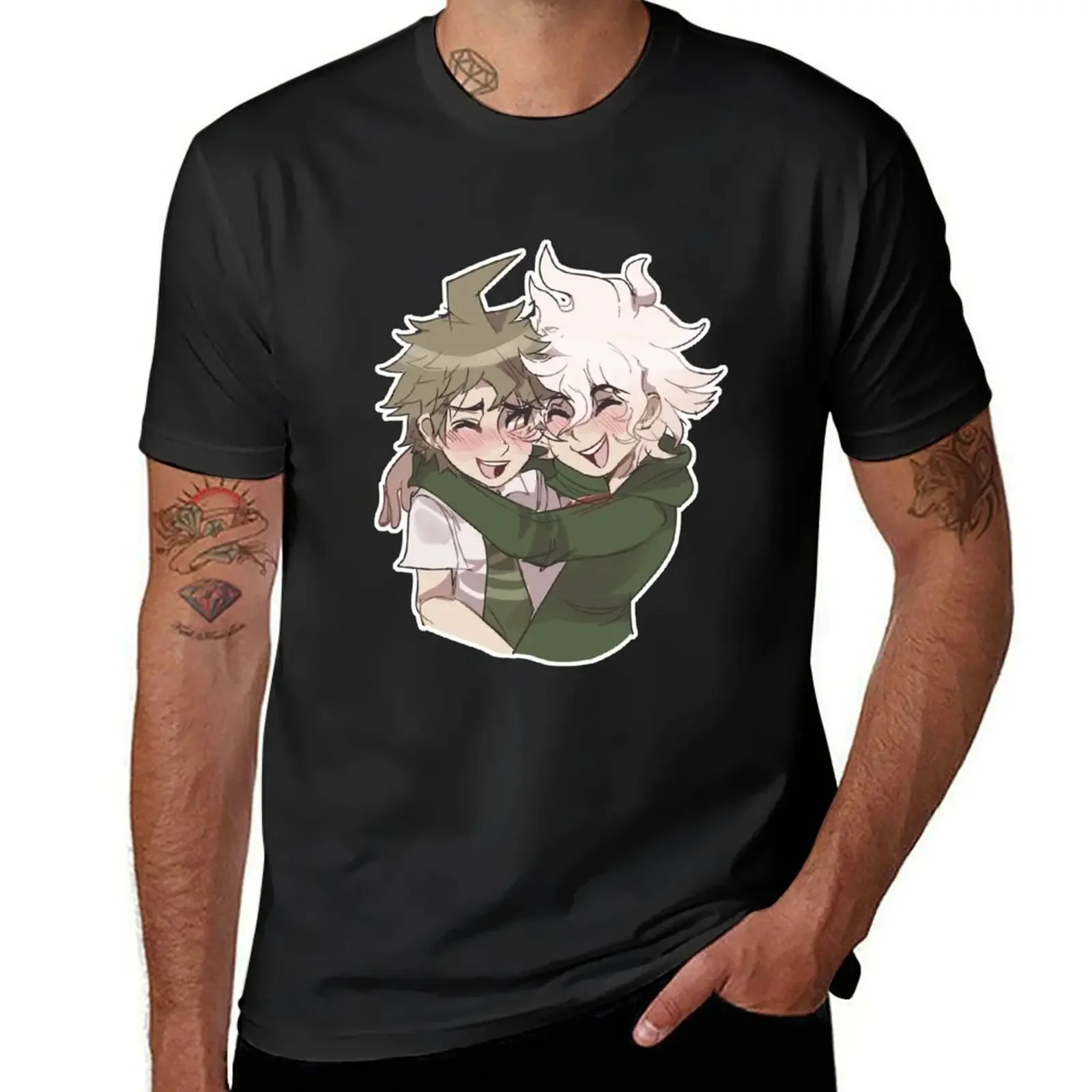 

komahina komaeda and hinata dangan ronpa T-Shirt summer 2025 Luxury man t shirts for men cotton