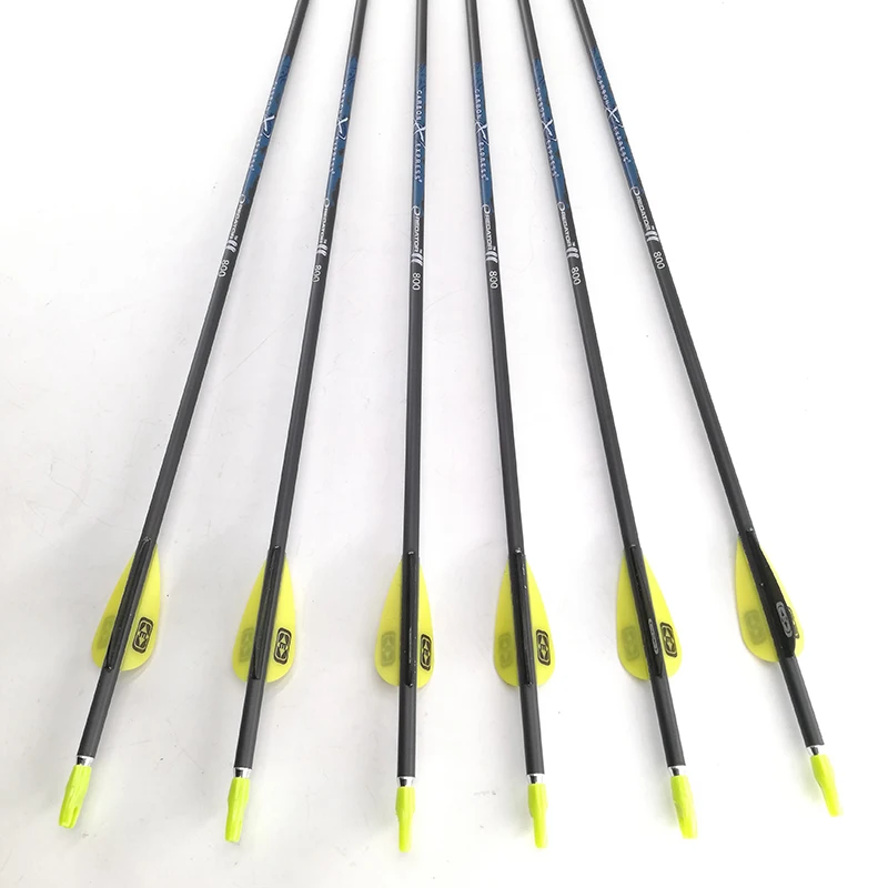 Archery Hunting Carbon Arrows ID4.2mm Spine400 500 600 700 800 900 1000 Arrows  Shafts 30inch 1.75inch Plastic Vanes 12Pcs