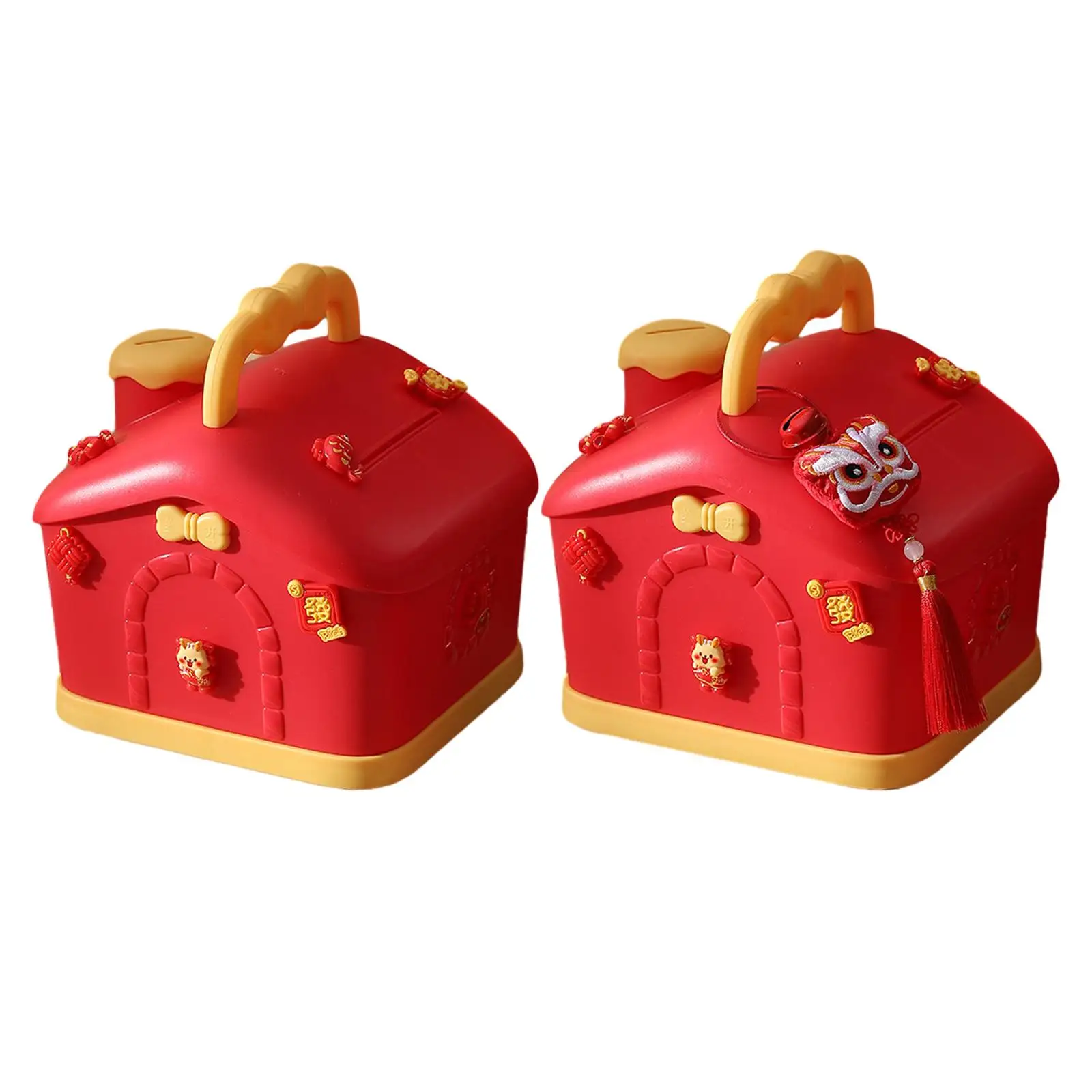 Festive Red House Kids Coin Bank - Charming Decor for Children's Room