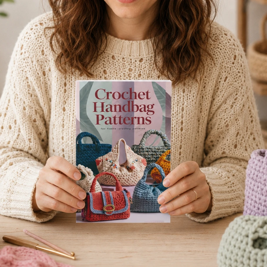 Crochet Handbag Patterns Book A5 DIY Crochet Bag Making Guide 48 Pages Handmade Purse Pattern Book for Beginners Crochet Lovers