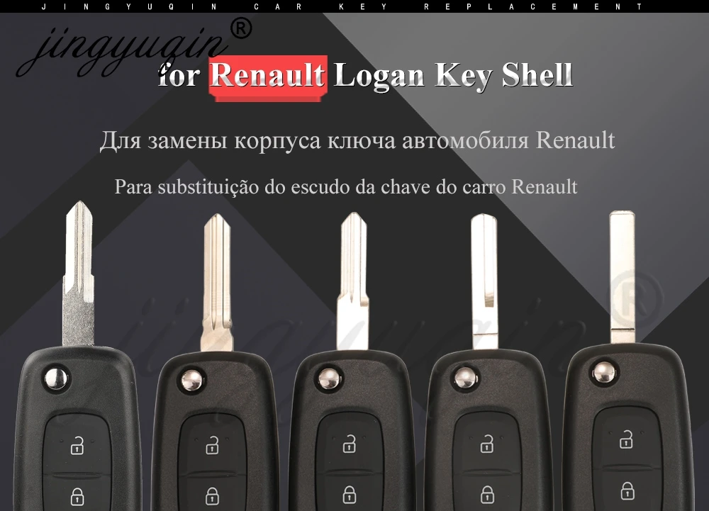 jingyuqin Für Renault Megane 3 Logan2 Kadjar Captur Symbol Dacia Duster Logan Fernbedienung Klappschlüssel Gehäuse 2/3 Tasten – Detail 3