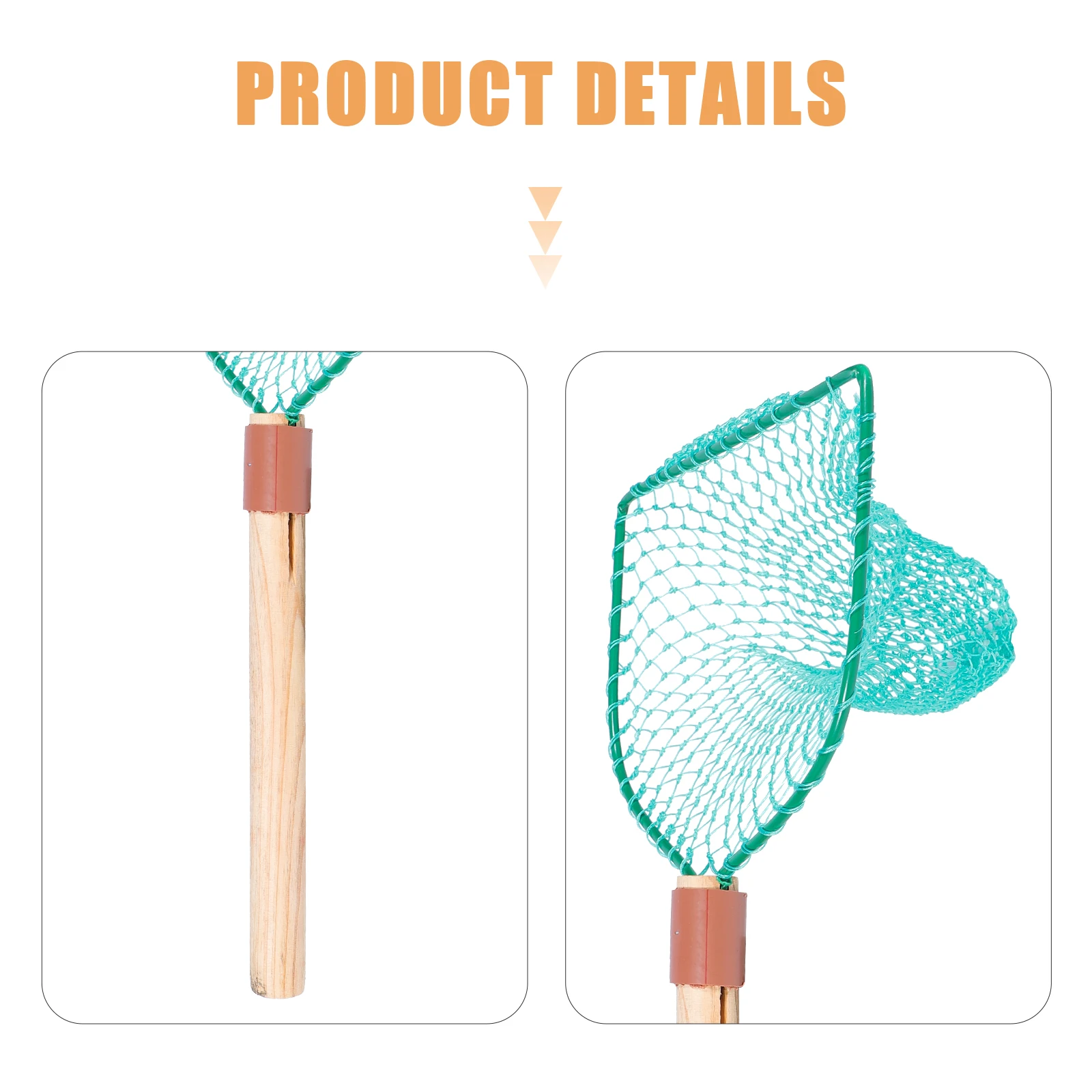 

Wood Handle Fishing Durable Portable Large Mesh Net For Lake River Outdoor Fish Friendly Replacement Net Tool Safe Grip