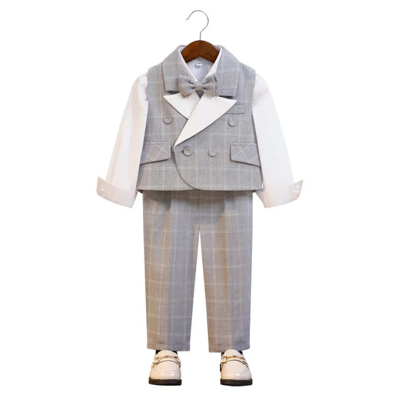 Children Green Wedding Suit Newborn Little Boys 1 Year Birthday Dress Kids Performance Blazer Set For New Year Photograph Suit