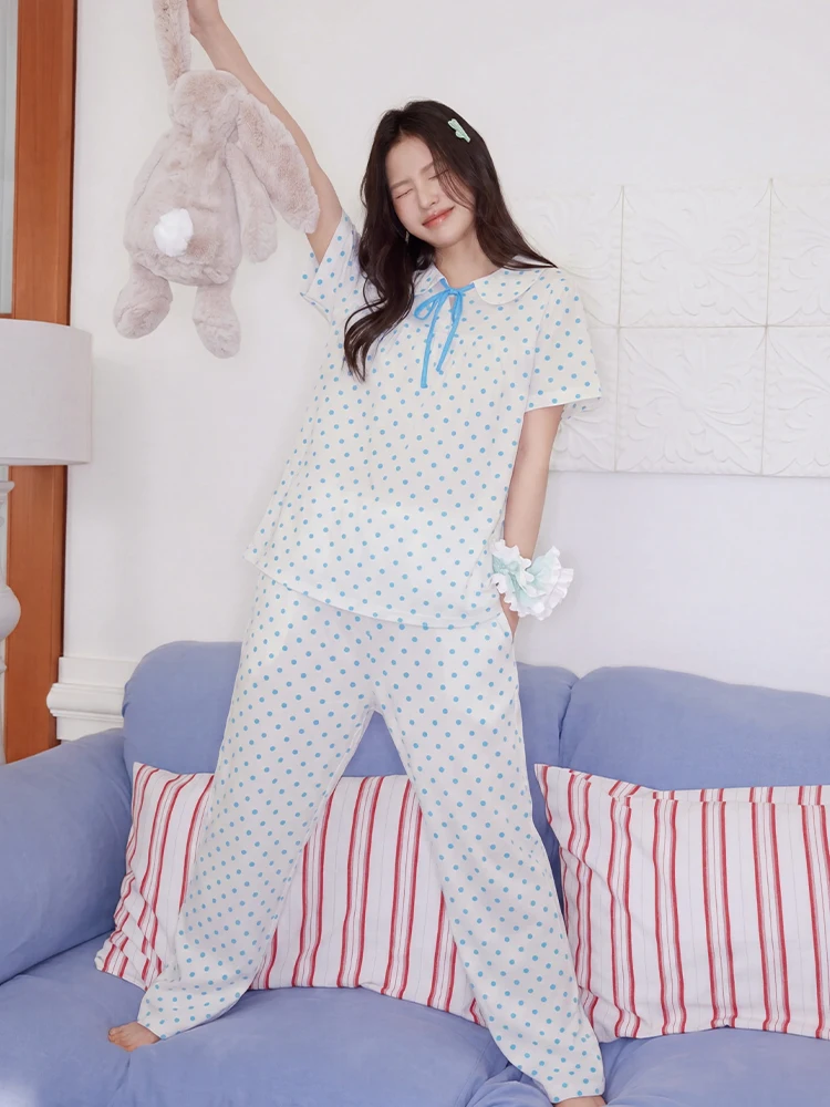 chawang-2026-new-cotton-pajamas-women's-short-sleeve-summer-lightweight-casual-home-clothes-set-comfortable-breathable-sleepwear