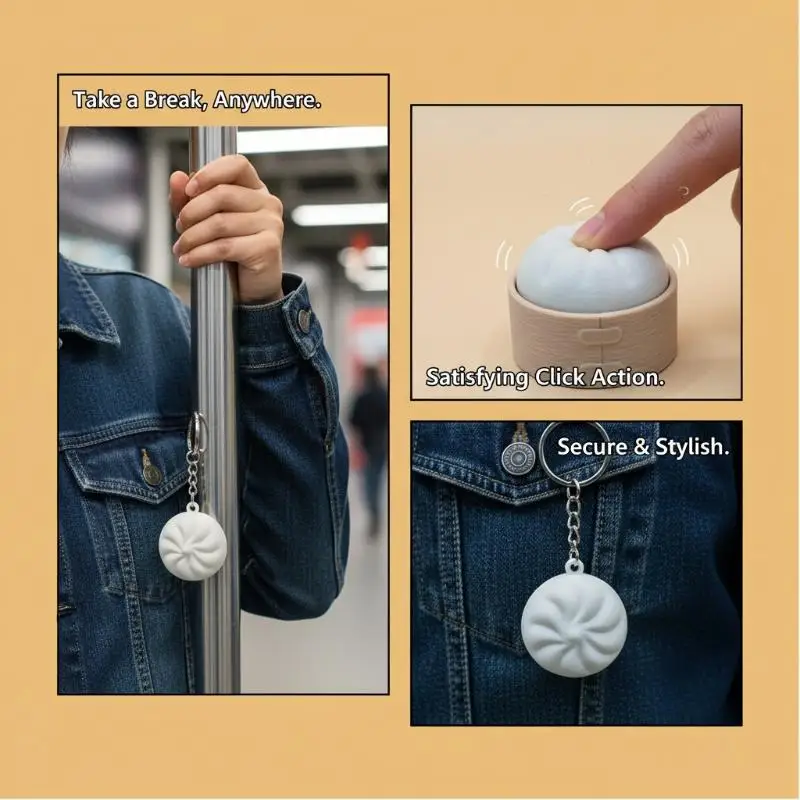 Fidget Clicker Cute Cartoon Food Design Satisfying Click Lightweight Stress Relief Toy for ADHD Adults Use