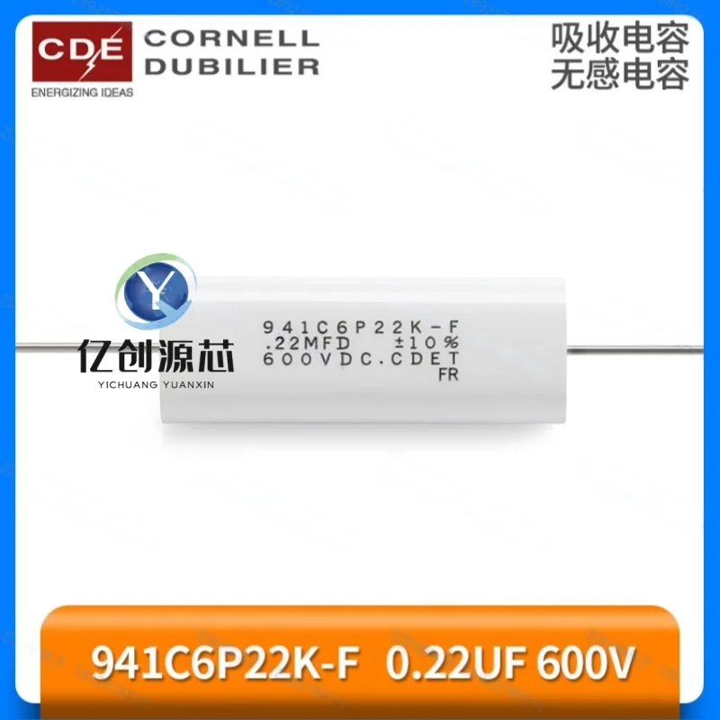 100% brand new original 941C6P22K-F 0.22UF 600V.22MFD 600VDC American CDE non-inductive absorption capacitor
