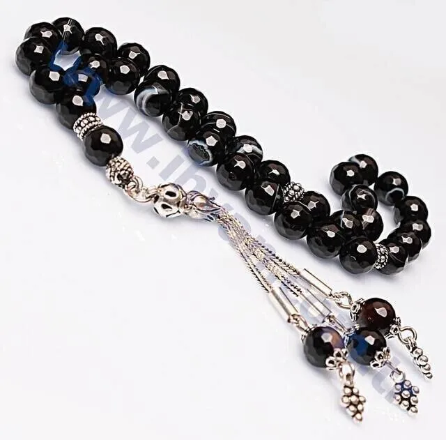 IQRAH Agate Stone Rosary (925 SETTING SILVER Fasetler)