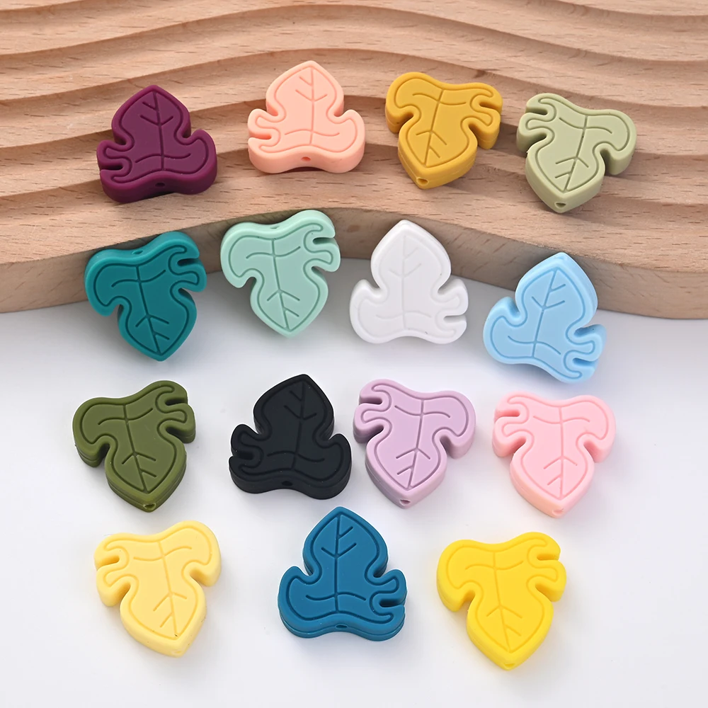 10Pcs Cartoon Colorful Leaf Silicone Beads Focal Beads DIY Accessories For Bracelet Keychain Necklace Keychain Jewelry Making