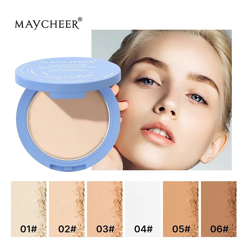 10g Oil Control Flawless Finish Face Pressed Powder,Matte Smooth Soft-Focus Setting Powder Compact Makeup,Waterproof Lightweight