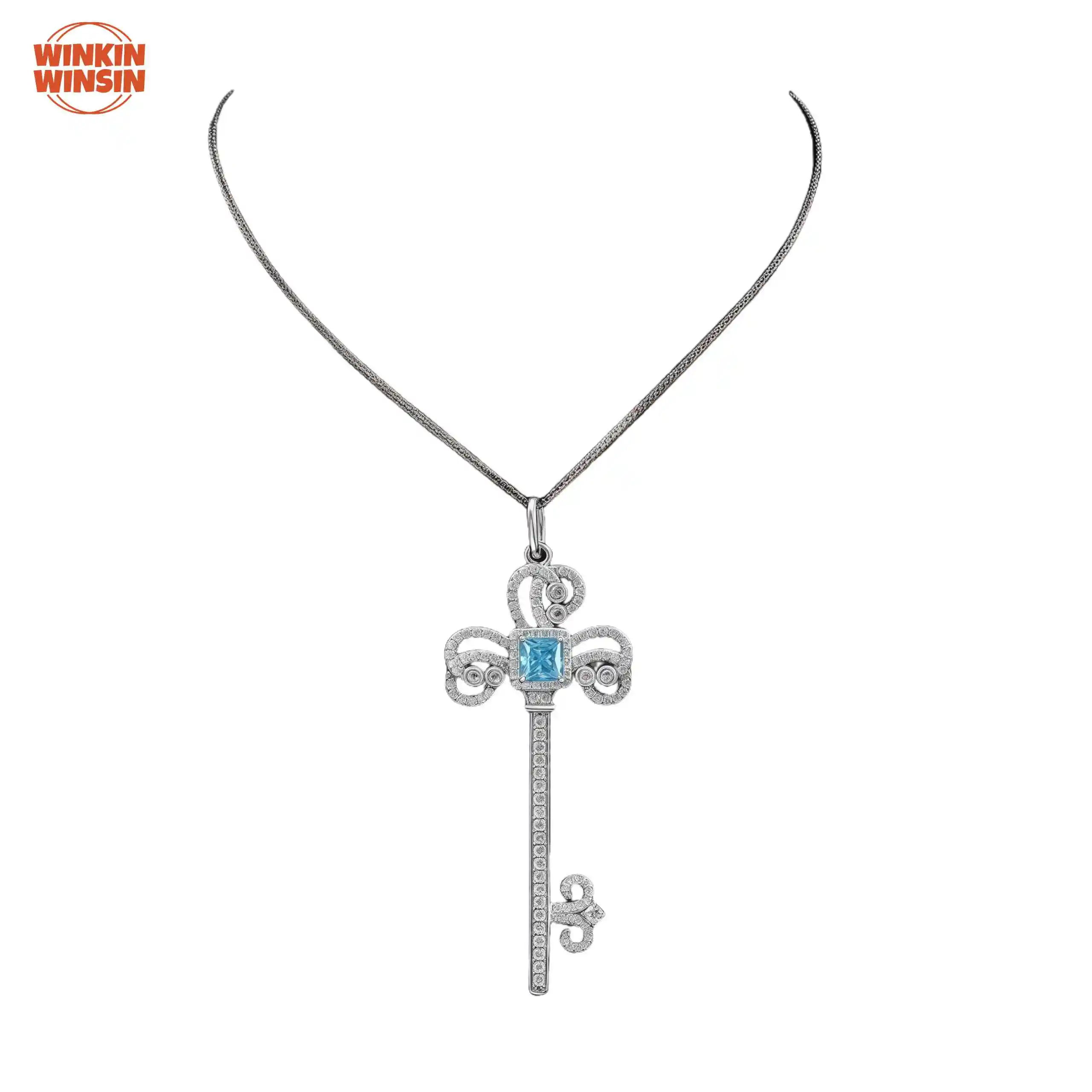 

Winkin Winsin Luxury Brand Designer 925 Sterling Silver 1.5ct Lab Grown Gemstones High Carbon Diamond Iris Flower Necklace