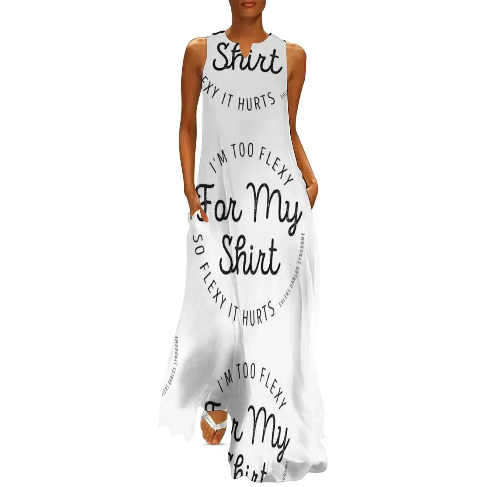 

I'm Too Flexy for My Shirt Ehlers Danlos Syndrome (black logo) Long Dress Women's dresses Dress