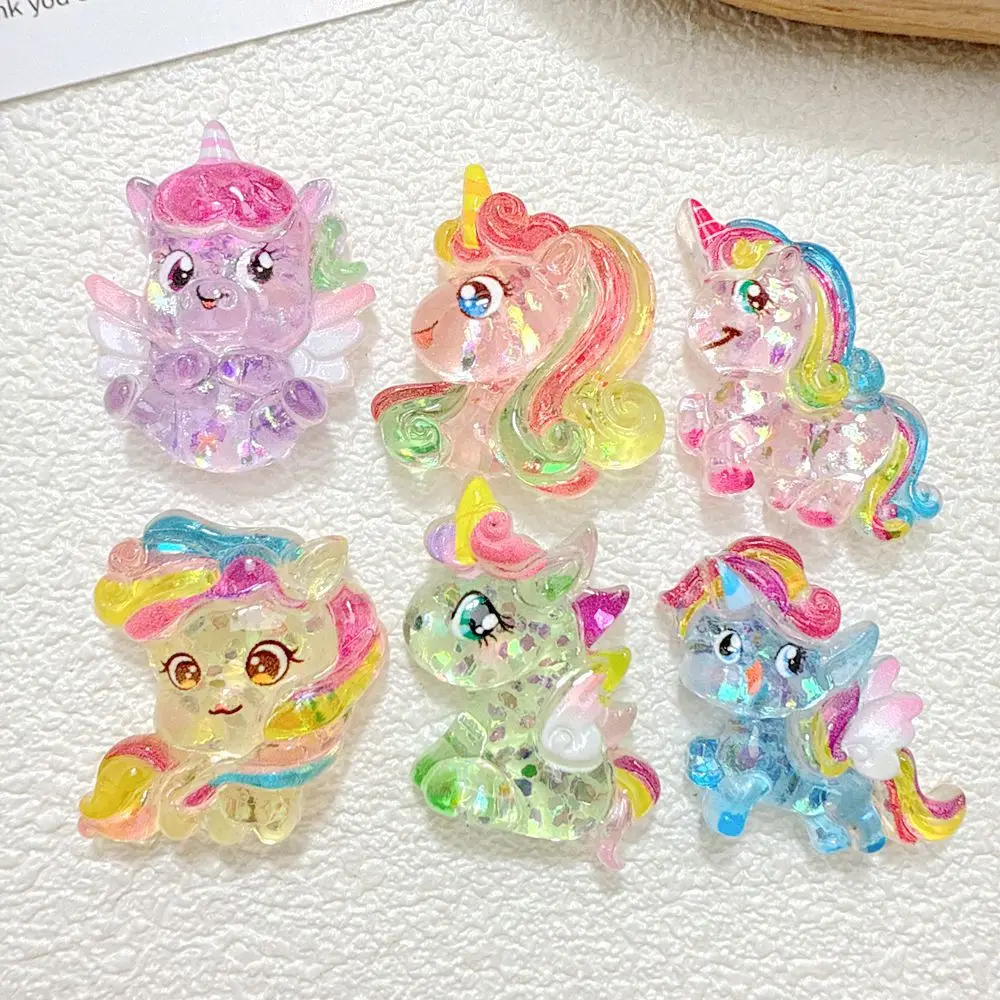 

Resin Kawaii Glitter Unicorn Charms DIY Flatback Cabochons Embellishment for Jewelry Making Miniatures Phone Case Decor Craft