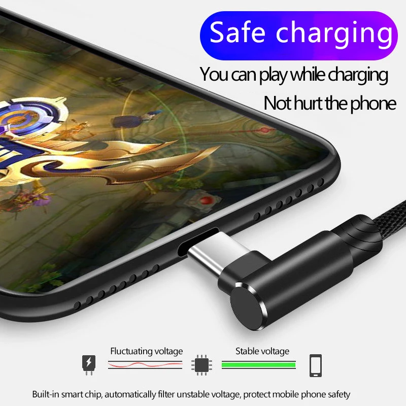 40W 5A 90 Degree Elbow USB To Type C Quick Charger Data Cable Mobile Phones Adapter HigH Quality Universal Charging Wire USB-C