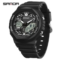 SANDA 6200 Men's Sports Watch Military Watches Men Watch 50M Waterproof Stopwatch Wristwatch Alarm LED Light Digital Watches