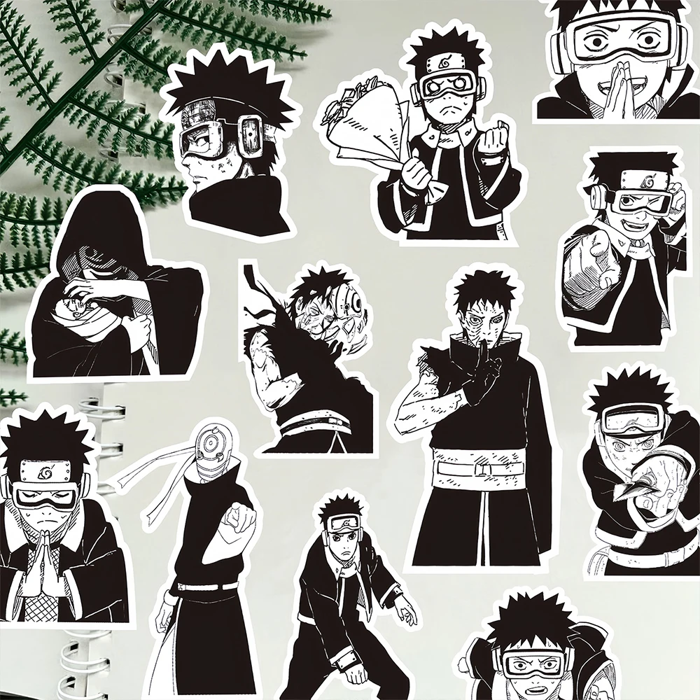 10/30/70pcs Anime NARUTO Uchiha Obito Stickers Cool Black and White Graffiti Decals Phone Notebook Luggage Cartoon Sticker Decor