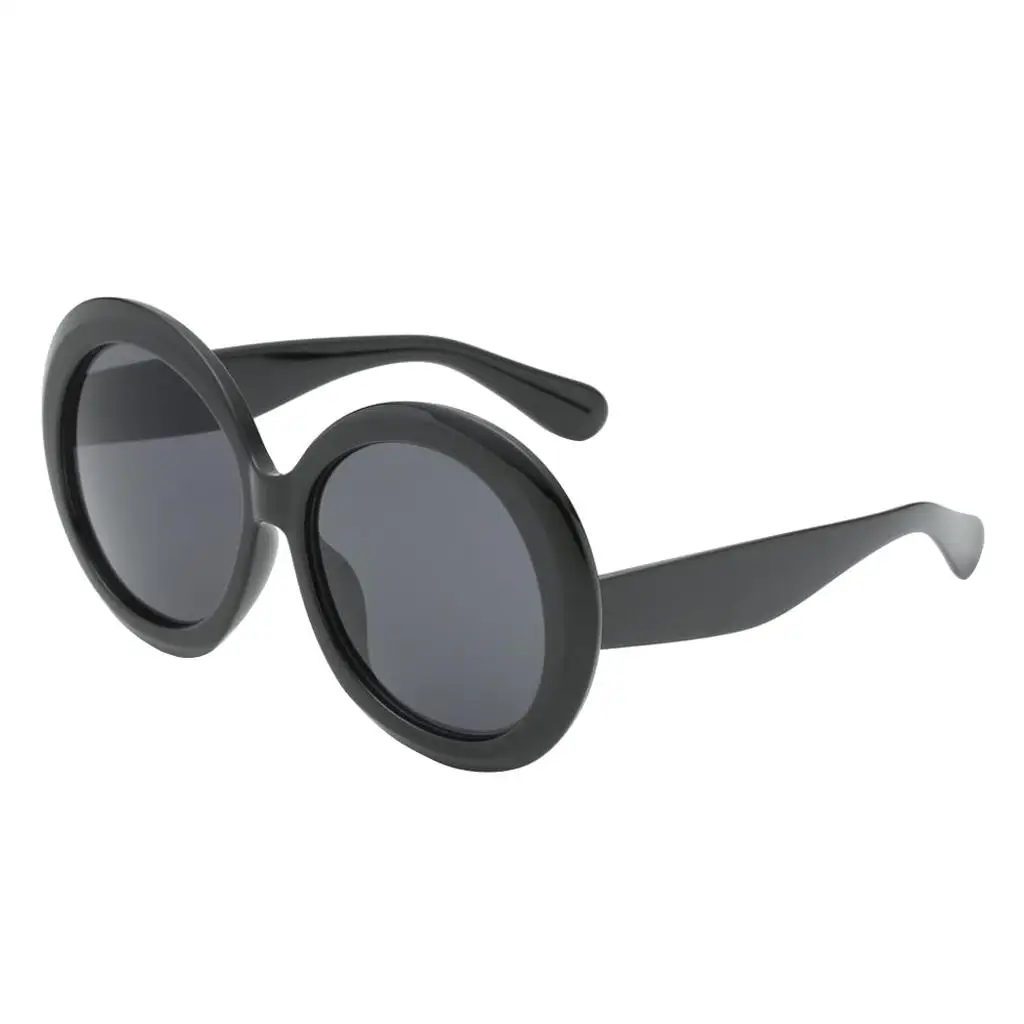 2-4pack Futuristic Oversize Round Sunglasses Black frame Gray lens