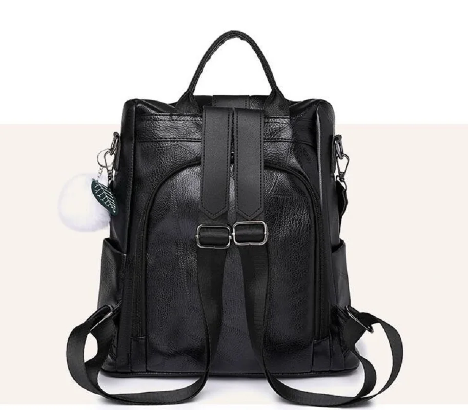 New Korean Fashion Large Capacity Student Backpack School Bag Women Soft Leather Casual Shoulder Bags Totes Crossbody Bag