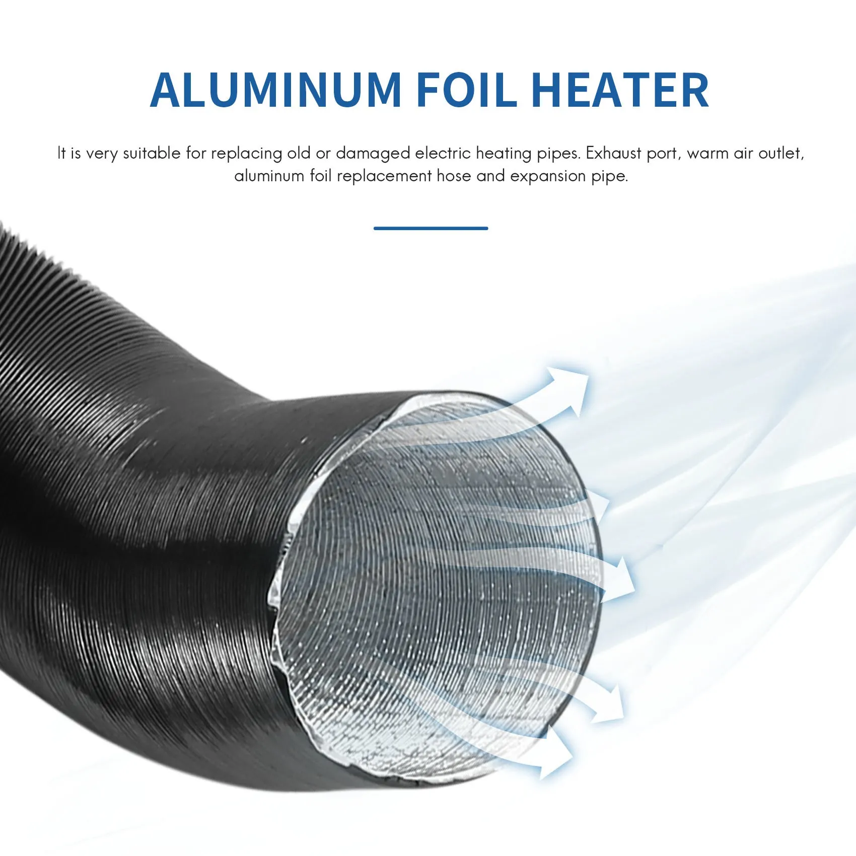 60 mm Aluminum Foil Heater Hose for 2000W Car Air Duct Drain Hose