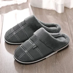 Chinelos de interior listrados para homens, antiderrapantes, confortáveis, macios, cinzentos, marrons, curtos, quentes, de casa, tamanho grande, 46-51, inverno