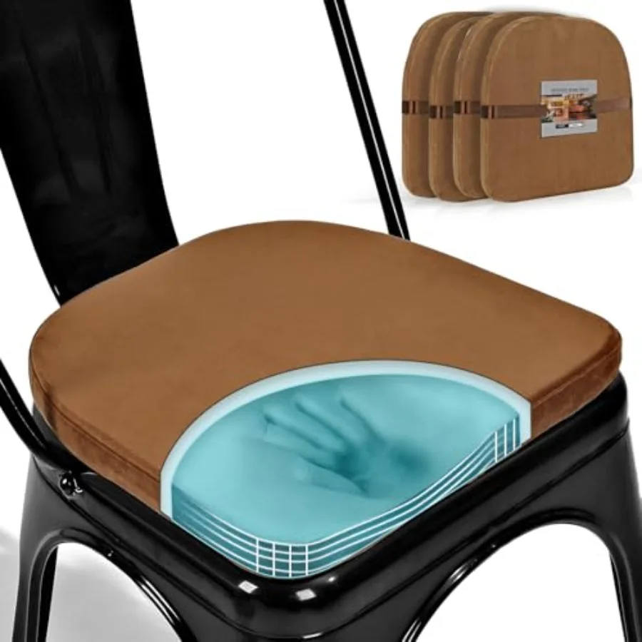 

Набор из 4 магнитных металлических подушек для кухонных стульев, 14-дюймовые роскошные бархатные подушки из пены с эффектом памяти для кафе, U-образные, коричневые, 4 шт.