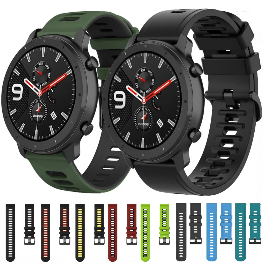 Bracelet en silicone 22 mm 20 mm pour Amazfit GTR 47MM/2/2e/Stratos 3 GTR 4 3pro Bracelet pour Amazfit GTS 4 Mini/3/2/Bip 6/Balance 2 Band