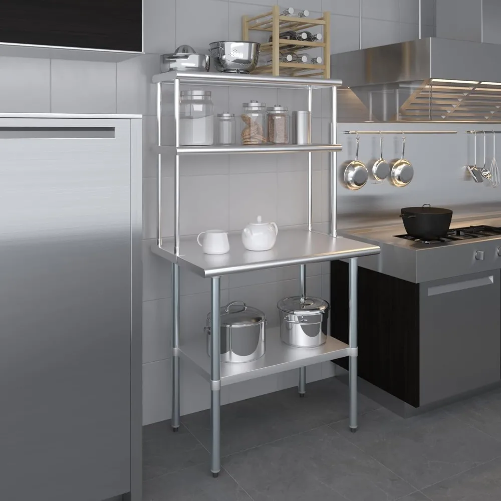 رف مزدوج 12 × 36 - ستانلس ستيل لطاولة العمل #5