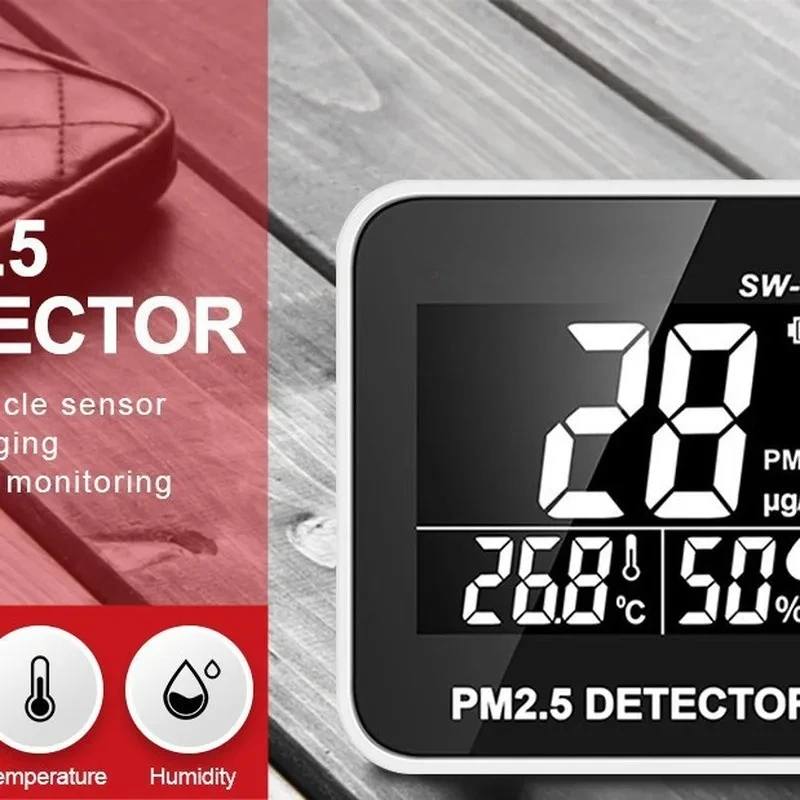 Air Quality Monitor Desktop PM2.5 Detector Dust Particle Sensor for Home Office Indoor Environment Testing Compact Size