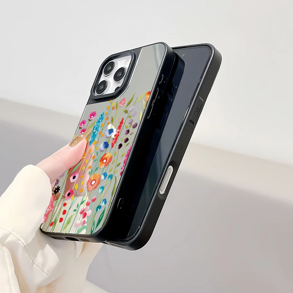 Flower Mirror Phone Case For iPhone 17 Case iPhone 17 Pro Max 16 15 11 13 12 14 Pro Cases Florals Make up Mirror Hard Back Cover - view 6