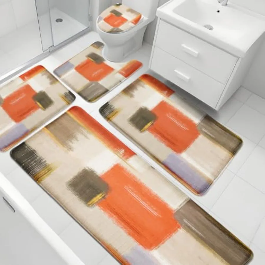 

Memory Foam Bathroom Rug Sets 5 Pcs Absorbent Non-Slip Bath Mat with Toilet Lid Cover for Bathroom Extra Thick Water Absorbent