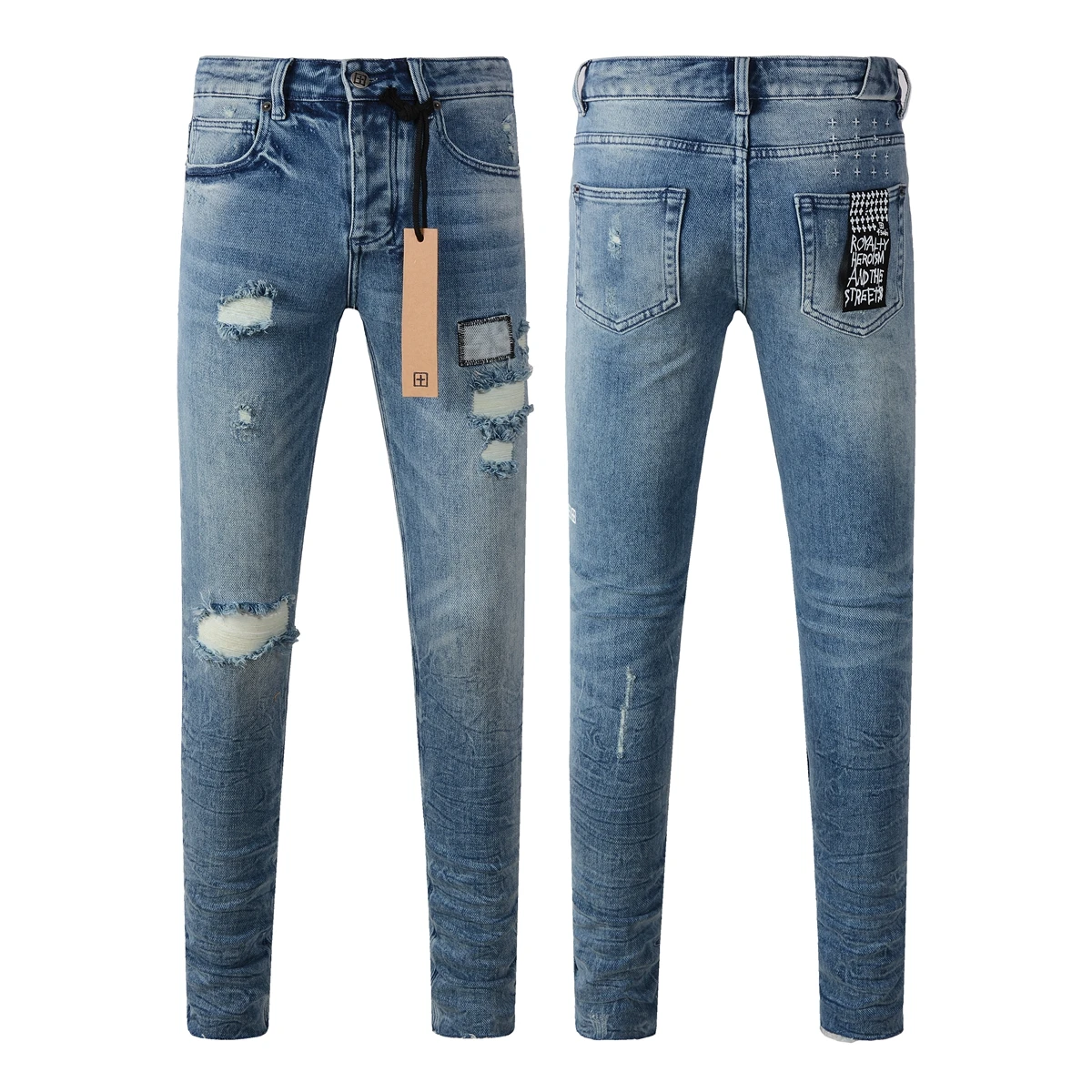 KSUBI  High quality jeans Fashion high quality distressed blue jeans fashionable repair low rise tight denim pants