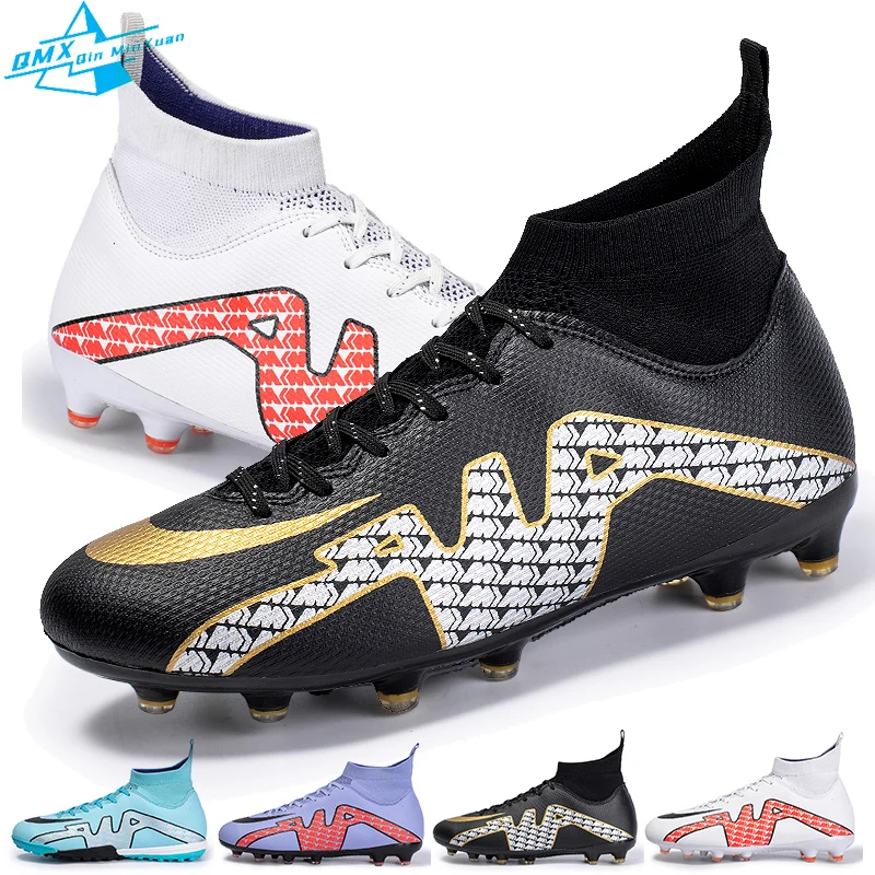 

Soccer Shoes Men TF/FG High Ankle Professional Football Boots Kids Boy Indoor Cleats Grass Soccer Training Sneakers EUR 35-46#