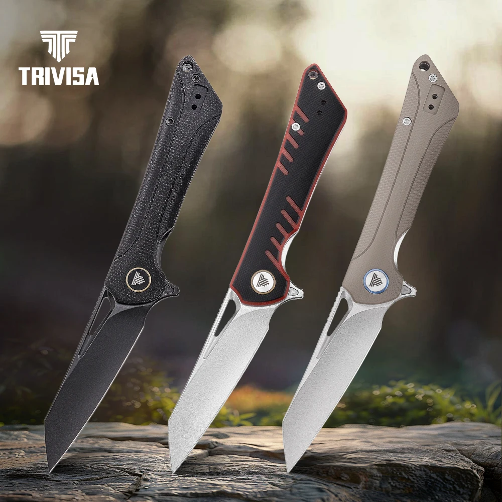 

TRIVISA Folding Pocket Knife with Clip for Men 14C28N Blade Micarta G10 Handle Camping Cutting Outdoor Survival Tactical EDC