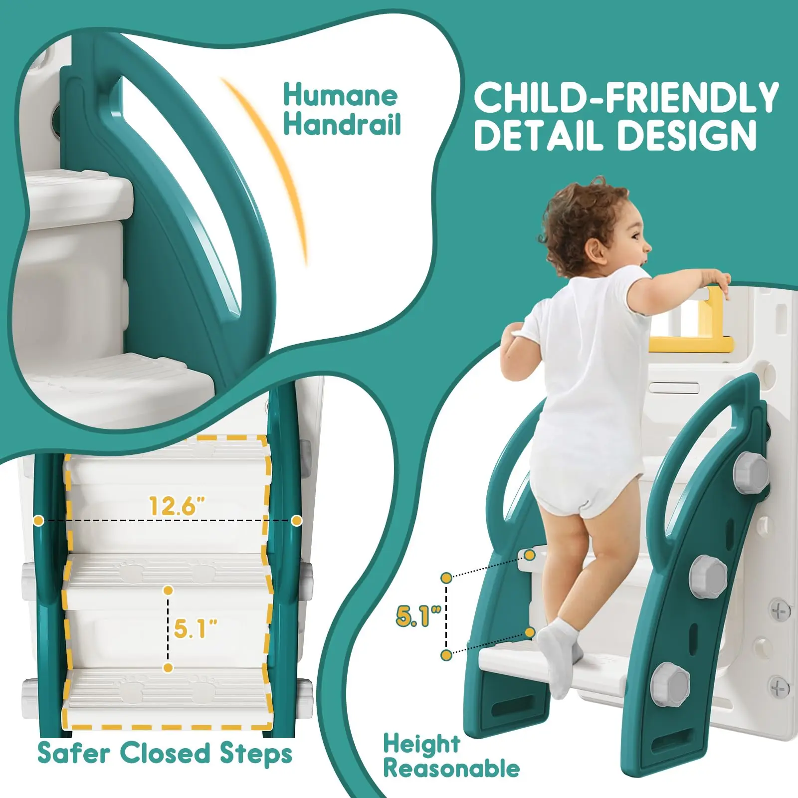 شرائح للأطفال الصغار 6 في 1، شريحة داخلية للأطفال، مجموعة لعب متسلق الأطفال، ألعاب منزلقة للأطفال مع طوق كرة السلة، ملعب خارجي للأطفال الصغار #3