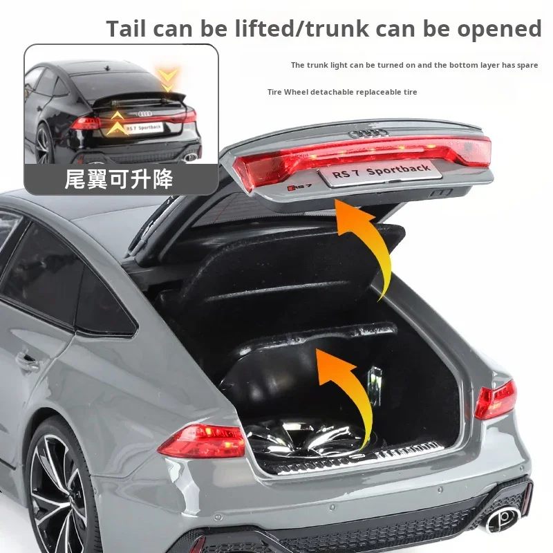 1:18 アウディ RS7 スポーツバック モデルカー 合金ダイキャスト 6ドア開閉 プルバック式ラバータイヤ 装飾車両 おもちゃ ギフト