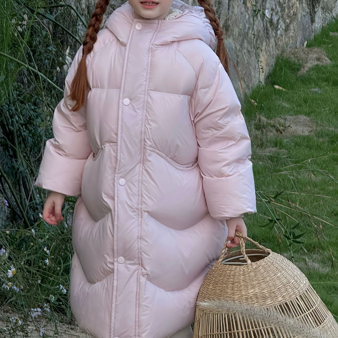 

Girls Down Jacket 2025 Autumn and Winter New Childrens Clothing Korean Style Girl Baby Fashion Candy Color Long Down Jacket