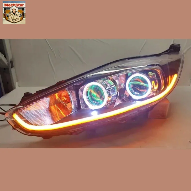 

Светодиодные фары в сборе для Ford Fiesta 13-15: Модифицированные дневные ходовые огни с цветными эффектами «Демон» и «Ангел»