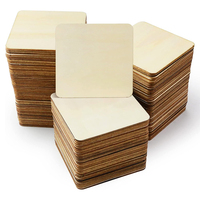 10pcs 8cm Unfinished Wood Pieces, Blank Natural Square Wooden Cutouts Board for DIY Crafts Painting, Scrabble Tiles, Coasters