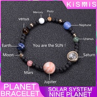 Solar System Bracelet Universe Galaxy The Nine Planets Guardian Star Stonego Natural Beads Bracelets Bangles Women and Men Gift