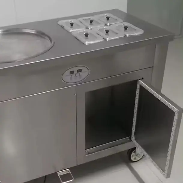

Electric Commercial Small Fried Ice Cream Roll Machine Household Fruit Stir Fried Yogurt Maker Kitchen Appliance