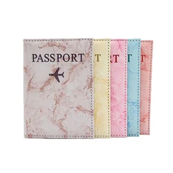 Pu Leather Passport Covers for Women Men Cute Marble Style Ticket Folder Clip Travel Business ID Credit Passport Holder Bags