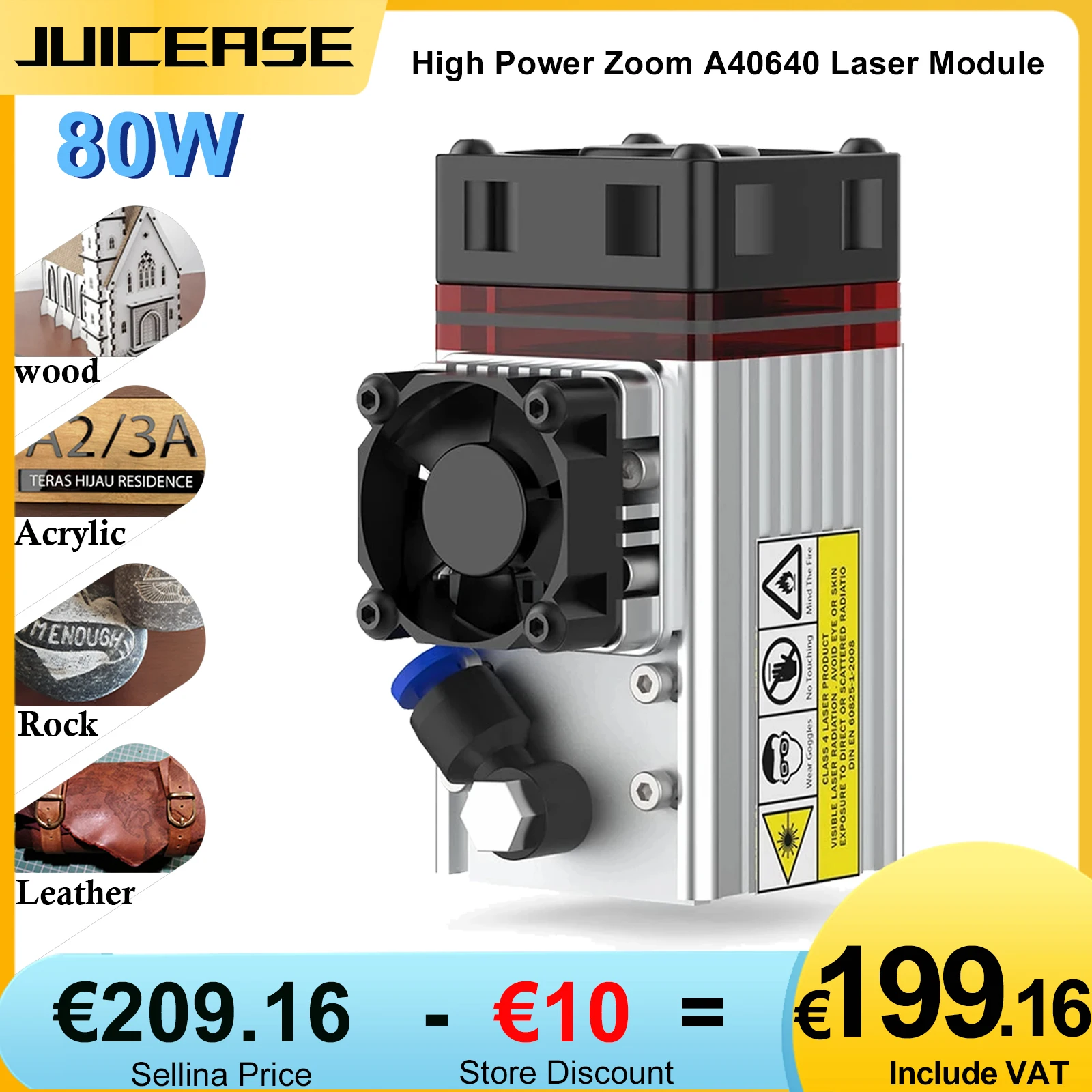 JUICEASE-módulo láser de 80W, herramienta de grabado láser de luz azul de 450nm, cabezal láser TTL con asistencia de aire para máquina cortadora de