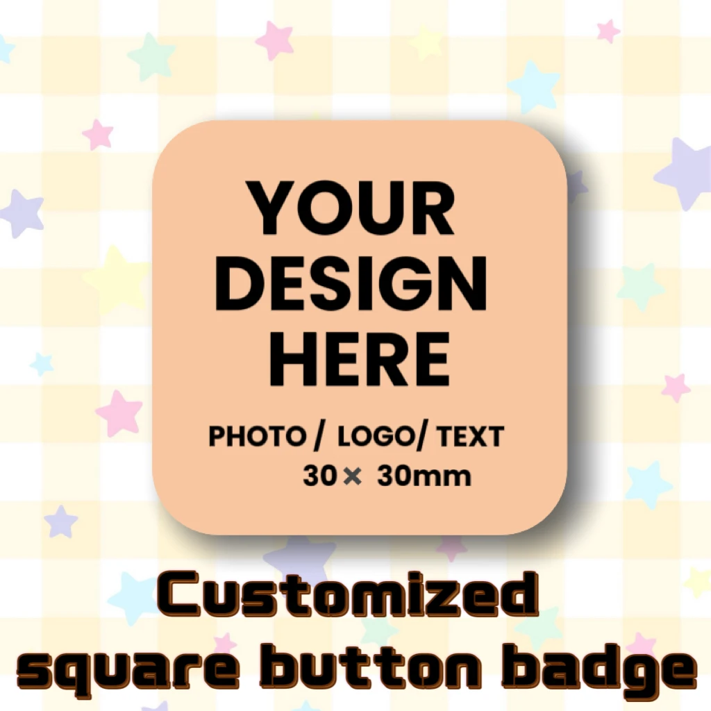 Custom Pins 30mm Size Mini Cute Square Badge Square Button Badge Personalized Photo Logo Tinplate   DIY Accessory Gift