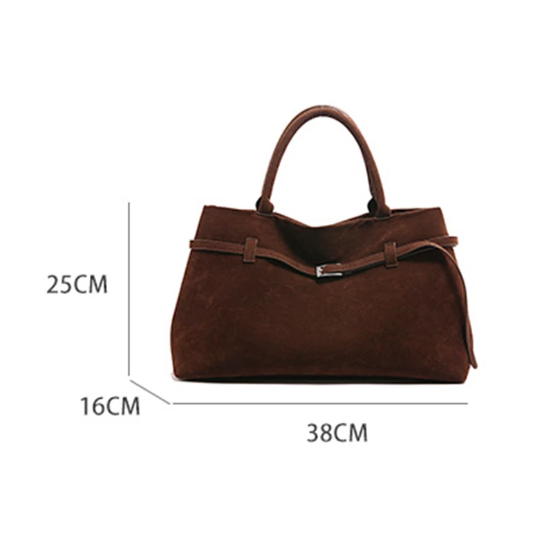 Schnalle Dekoratives Design Solide Faux Wildleder Handtasche Große Kapazität Haspe Casual Tote Heißer Verkauf Taschen für Frauen Bolsas Femininas – Detail 18