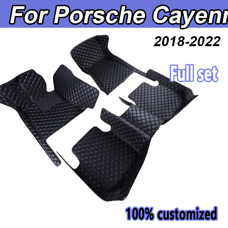 Leather Car Floor Mats For Porsche Cayenne 9Y0 9Y3 2018~2022 5 Door Anti-dirt Pad Car Mat Luxury Tapis Voiture Car Accessories