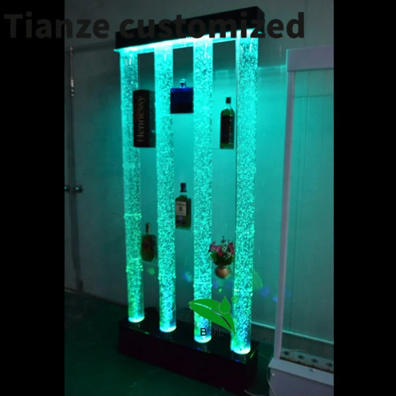 

Customized-home furniture LED glowing aquarium wine bar cabinets