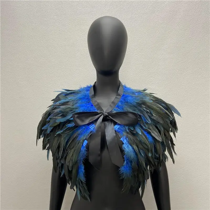 Hals Schals Frau Schal Frauen Gothic Style Schals Truthahn Kleid Cape Halloween Pelz Schal Feder Hochzeits feier Schal Cosplay – Detail 6