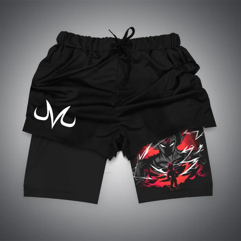 2024 New Dragon Ball Son Goku Shorts Anime Men Double Layer Sports Short Pants Cartoon Sportswear Jogger Breathable Beach Pants