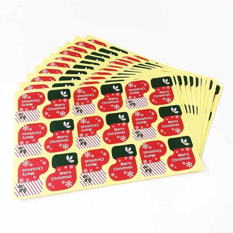 180pcs/lot New Vintage Merry Christmas Socks series Kraft seal sticker DIY note gift  Labels